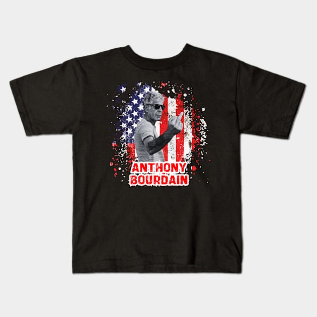 Anthony Bourdain Legendary Kids T-Shirt by Charlie Dion